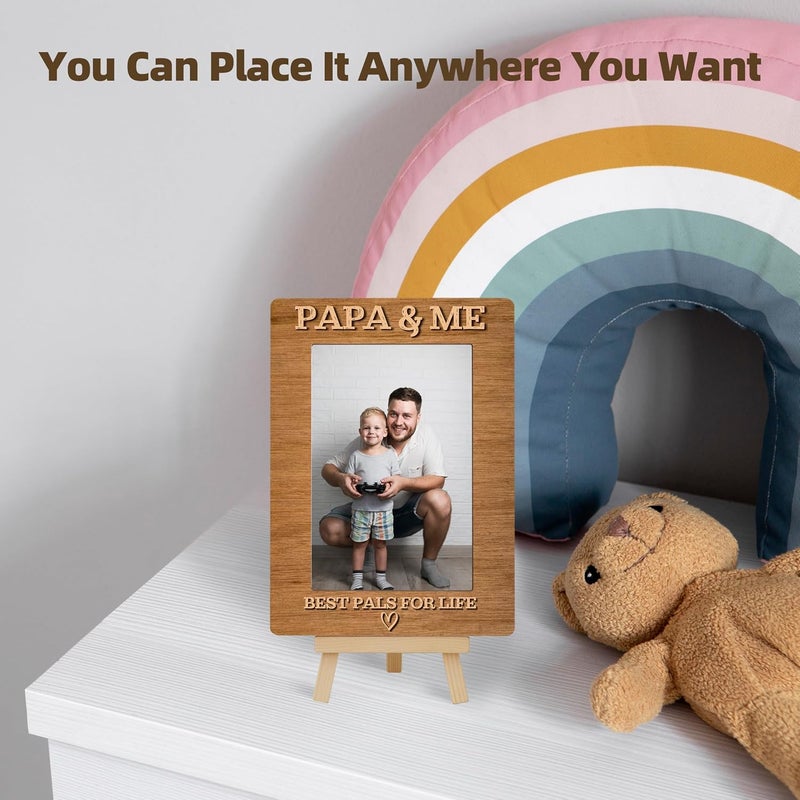OXRUN Papa & Me Picture Frame, Father's Day Gifts Wooden Photo Frame with Easel, Display Photo Insert, 4x6 Picture Frame for Tabletop Display - A18 - Image 4